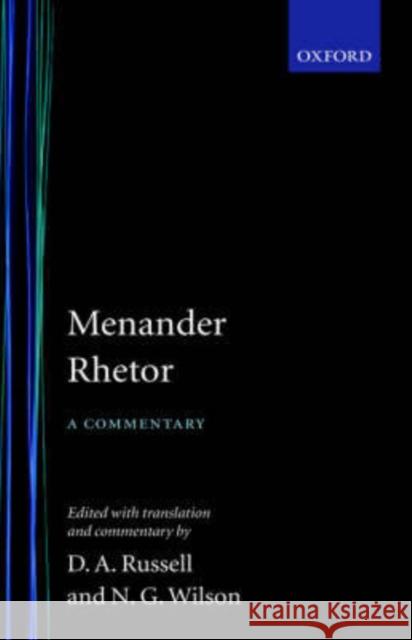 Rhetor Menander 9780198140139 Oxford University Press