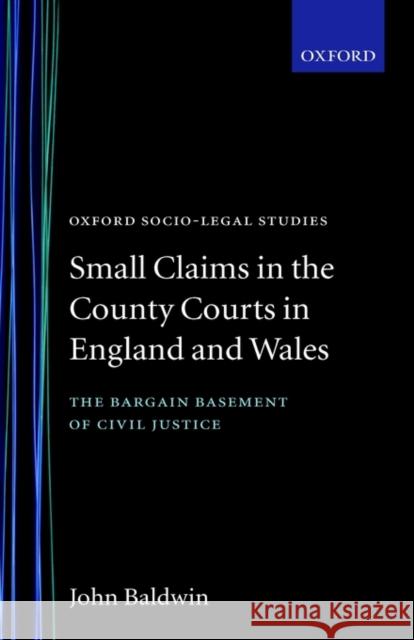 Small Claims in the County Courts in England and Wales Baldwin, John 9780198264774 Oxford University Press