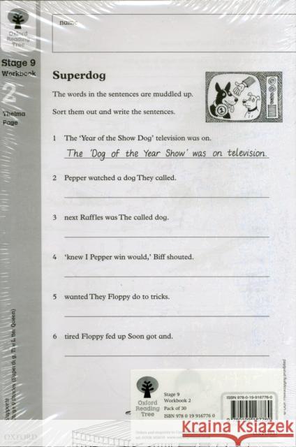 Oxford Reading Tree: Level 9: Workbooks: Workbook 2: Superdog and The Litter Queen (Pack of 30) Thelma Page 9780199167760