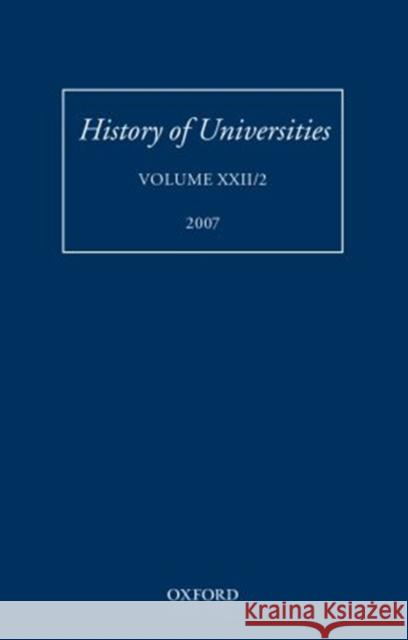 History of Universities, Volume 23/1 Feingold, Mordechai 9780199541041
