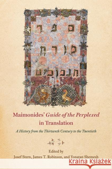Maimonides' Guide of the Perplexed in Translation: A History from the Thirteenth Century to the Twentieth Josef Stern James T. Robinson Yonatan Shemesh 9780226457635
