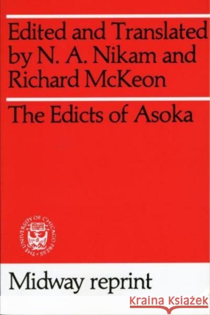 Edicts of Asoka N. A. Nikam Richard Peter McKeon 9780226586113