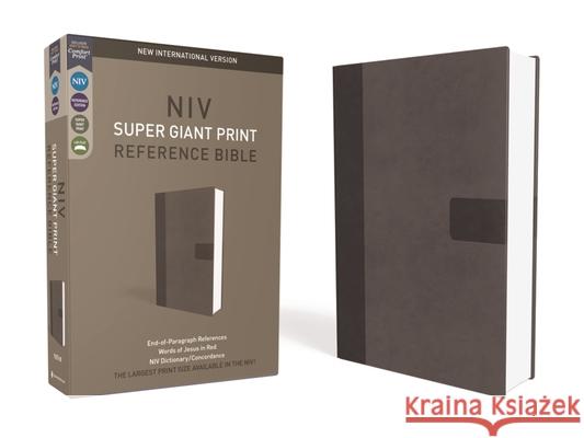 NIV, Super Giant Print Reference Bible, Giant Print, Imitation Leather, Gray, Red Letter Edition Zondervan 9780310445937 Zondervan
