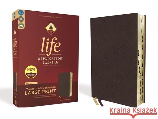Niv, Life Application Study Bible, Third Edition, Large Print, Bonded Leather, Burgundy, Indexed, Red Letter Edition  9780310452874 Zondervan