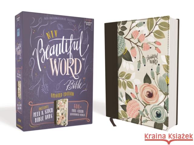 Niv, Beautiful Word Bible, Updated Edition, Peel/Stick Bible Tabs, Cloth Over Board, Multi-Color Floral, Red Letter, Comfort Print: 600+ Full-Color Il  9780310453420 Zondervan