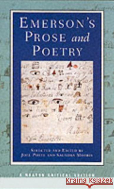Emerson's Prose and Poetry Ralph Waldo Emerson Joel Porte Saundra Morris 9780393967920 W. W. Norton & Company