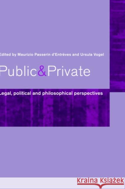 Public and Private: Legal, Political and Philosophical Perspectives D'Entrèves, Maurizio Passerin 9780415166836 Routledge