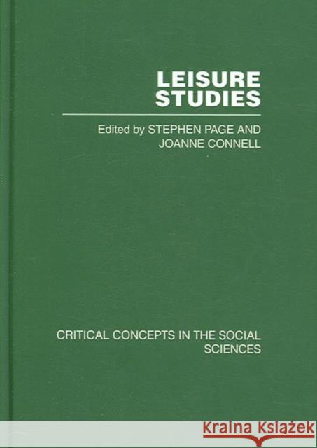 Leisure Studies Page/Connell 9780415411660
