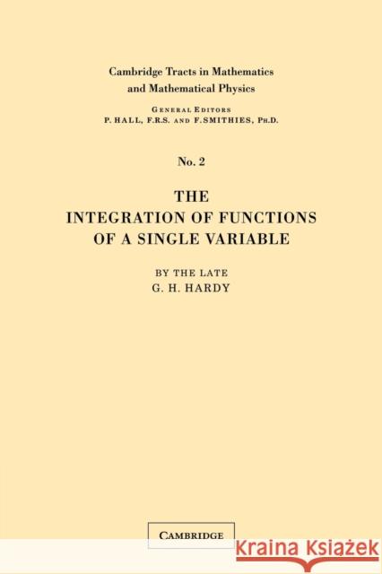 Integration of Functions Hardy G 9780521172226 Cambridge University Press