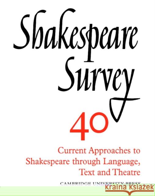 Shakespeare Survey Stanley Wells Jonathan Bate Michael Dobson 9780521523790