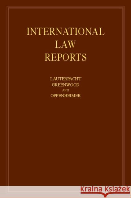 International Law Reports Elihu Lauterpacht Christopher J. Greenwood Andrew Oppenheimer 9780521642149 Cambridge University Press