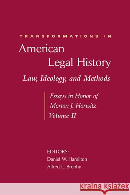 Transformations in American Legal History Hamilton, Daniel W. 9780674053274