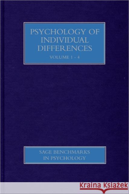 Psychology of Individual Differences Gregory J. Boyle Don H. Saklofske Donald H. Saklofske 9780761944096
