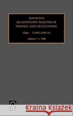 Advances in Quantitative Analysis of Finance and Accounting Dr. Cheng-Few Lee 9780762305643 Emerald Publishing Limited