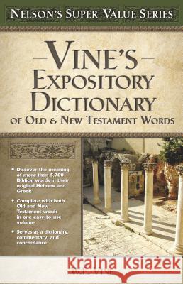 Vine's Expository Dictionary of the Old and New Testament Words William E. Vine W. E. Vine 9780785250531 Nelson Reference & Electronic Publishing