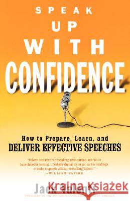 Speak Up with Confidence: How to Prepare, Learn, and Deliver Effective Speeches Jack Valenti 9780786887507 Hyperion Books