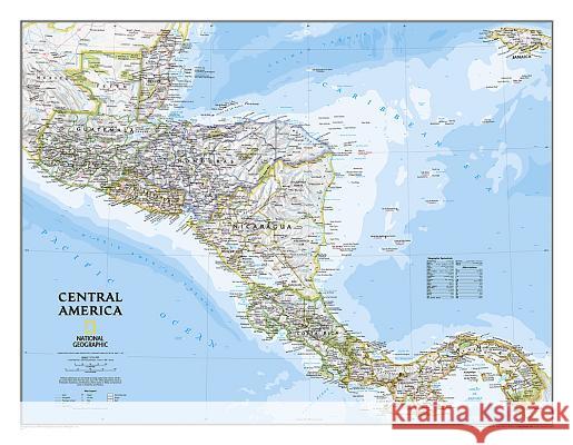 National Geographic Central America Wall Map - Classic (28.75 X 22.25 In) National Geographic Maps 9780792249597