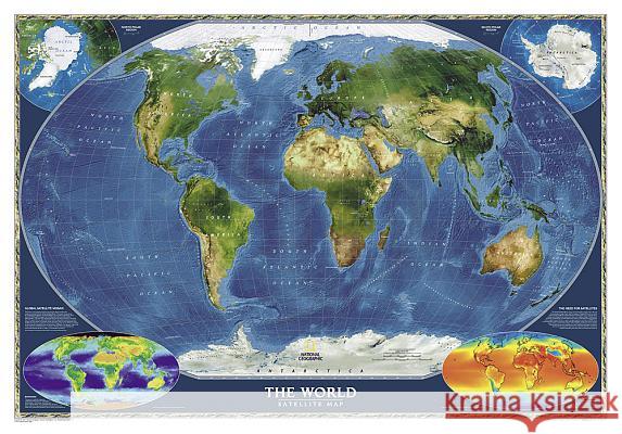 National Geographic World Satellite Wall Map (43.5 X 30.5 In) National Geographic Maps 9780792280903