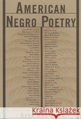 American Negro Poetry: An Anthology Arna Wendell Bontemps Arna Bontemps 9780809015641 Hill & Wang