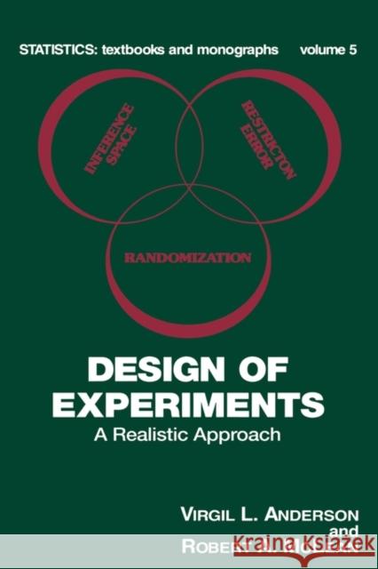 Design of Experiments: A Realistic Approach Anderson, Virgil L. 9780824761318 CRC