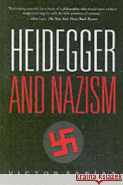 Heidegger and Nazism Victor Farias Victor Farlas Joseph Margolis 9780877228301 Temple University Press