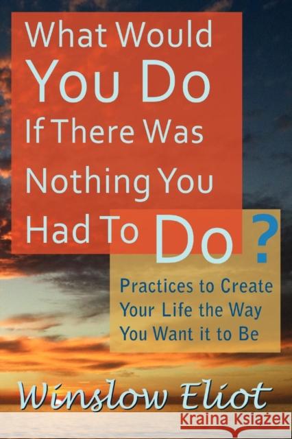What Would You Do If There Was Nothing You Had to Do? Eliot, Winslow 9780985718473 Writespa