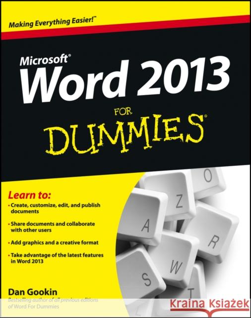 Word 2013 For Dummies Dan Gookin 9781118491232