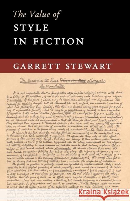 The Value of Style in Fiction Garrett Stewart 9781316645215