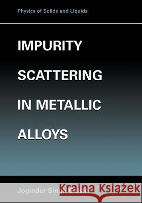 Impurity Scattering in Metallic Alloys Joginder Singh Galsin Joginder Sing 9781461354574 Springer