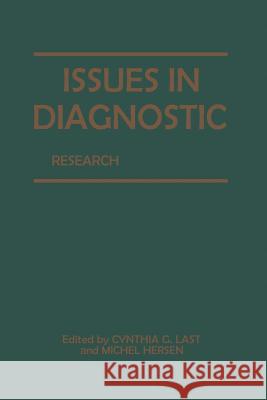 Issues in Diagnostic Research Michel Hersen Cynthia G. Last 9781468412673