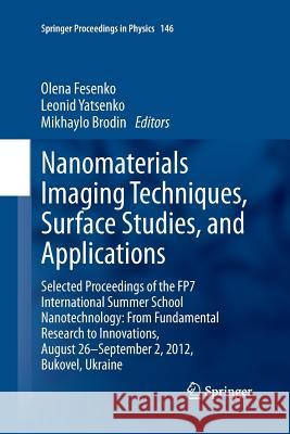 Nanomaterials Imaging Techniques, Surface Studies, and Applications: Selected Proceedings of the Fp7 International Summer School Nanotechnology: From Fesenko, Olena 9781489987990 Springer