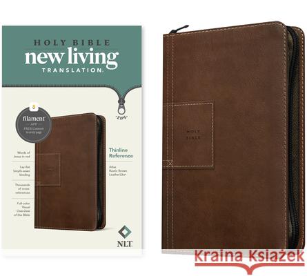 NLT Thinline Reference Zipper Bible, Filament Enabled Edition (Red Letter, Leatherlike, Atlas Rustic Brown) Tyndale 9781496466181 Tyndale House Publishers