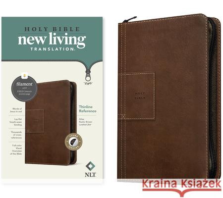 NLT Thinline Reference Zipper Bible, Filament Enabled Edition (Red Letter, Leatherlike, Atlas Rustic Brown, Indexed) Tyndale 9781496466211 Tyndale House Publishers