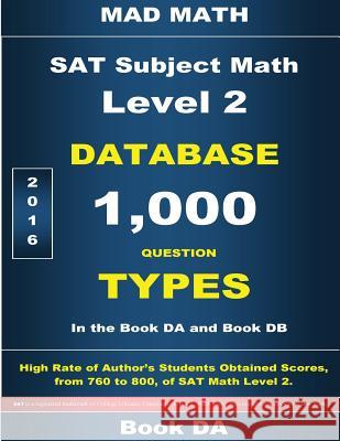SAT Math Level 2 Database Book DA Su, John 9781514653104 Createspace