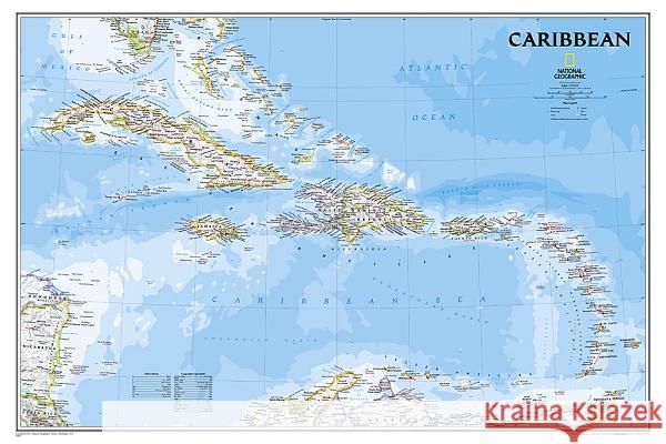 National Geographic Caribbean Wall Map - Classic - Laminated (Poster Size: 36 X 24 In) National Geographic Maps 9781597754415 National Geographic Maps
