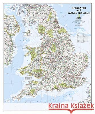 National Geographic England and Wales Wall Map - Classic - Laminated (30 X 36 In) National Geographic Maps 9781597754880 National Geographic Maps
