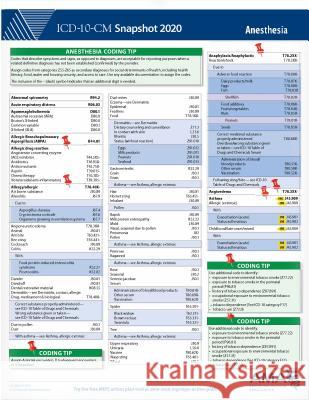 ICD-10-CM 2020 Snapshot Coding Card: Anesthesia Ama 9781622029754 American Medical Association Press