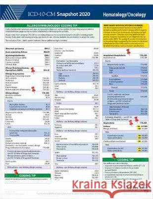 ICD-10-CM 2020 Snapshot Coding Card: Hematology/Oncology Ama 9781622029853 American Medical Association Press