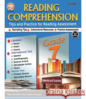 Reading Comprehension, Grade 7 Schyrlet Cameron Suzanne Myers 9781622238668 Mark Twain Media