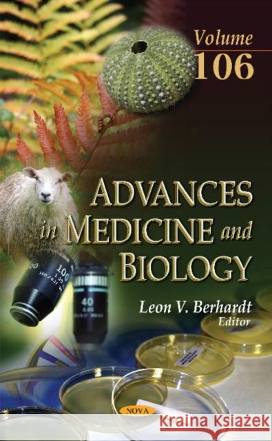 Advances in Medicine & Biology: Volume 106 Leon V Berhardt 9781634859608 Nova Science Publishers Inc