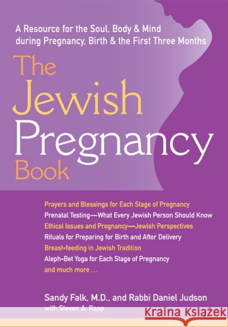 The Jewish Pregnancy Book: A Resource for the Soul, Body & Mind During Pregnancy, Birth & the First Three Months Sandy Falk Rabbi Daniel Judson David Judson 9781683363934 Jewish Lights Publishing