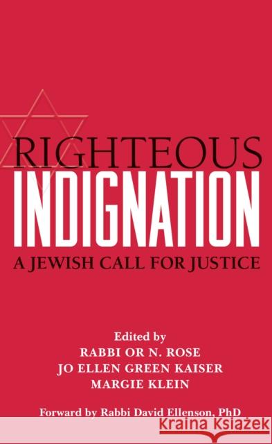 Righteous Indignation: A Jewish Call for Justice Or N. Rose Jo Ellen Green Kaiser Margie Klein 9781684425211 Jewish Lights Publishing
