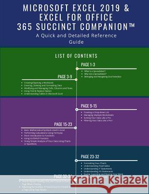 Microsoft Excel 2019 & Excel for Office 365 Succinct Companion(TM): A Quick and Detailed Reference Guide Succinct Companion 9781790789832 Independently Published