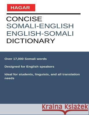 Concise Somali-English/English-Somali Dictionary Hagar Dictionaries 9781979262194