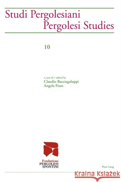 Studi Pergolesiani- Pergolesi Studies Claudio Bacciagaluppi Angela Fiore 9783034316095 Peter Lang Gmbh, Internationaler Verlag Der W