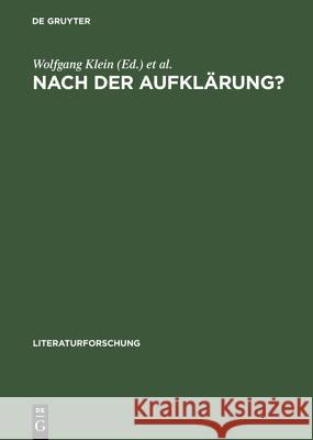 Nach der Aufklärung? Klein, Wolfgang 9783050028569