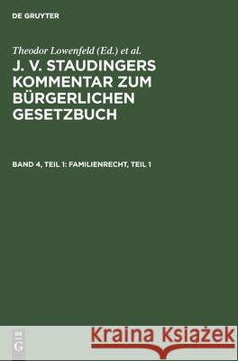 Familienrecht, Teil 1 Theodor Lowenfeld, Erwin Riezler, No Contributor 9783112346358