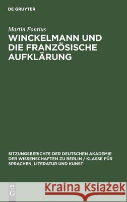 Winckelmann Und Die Französische Aufklärung Fontius, Martin 9783112499290 de Gruyter