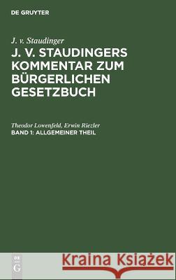 Allgemeiner Theil Theodor Erwin Lowenfeld Riezler, Erwin Riezler 9783112659137