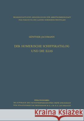 Der Homerische Schiffskatalog Und Die Ilias Gunther Jachmann 9783322980236 Vs Verlag Fur Sozialwissenschaften